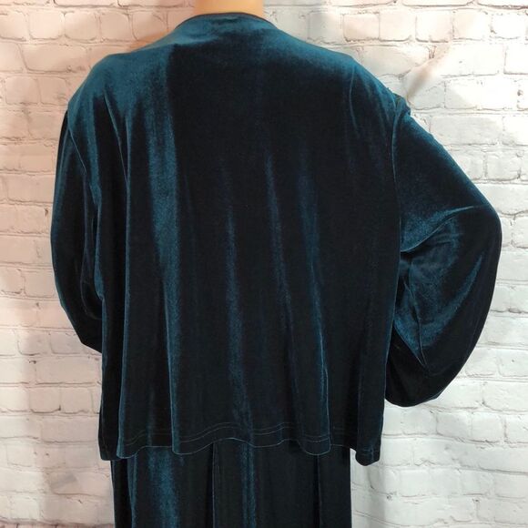 Vintage Kathie Lee Woman 2 Piece Green Velvet Maxi Dress & Jacket 16/18/1X? - Picture 6 of 10